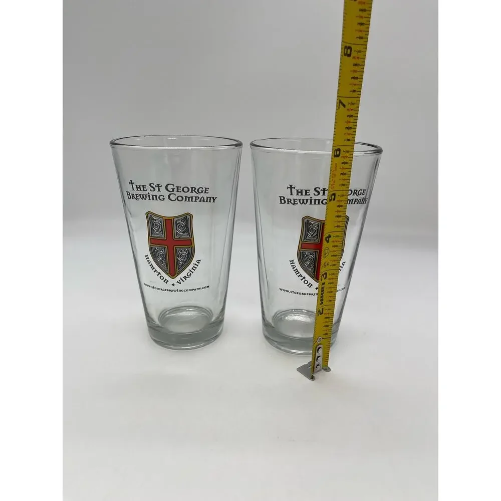 The St George Brewing Company Hampton Virginia Pair of Pint Beer Glasses